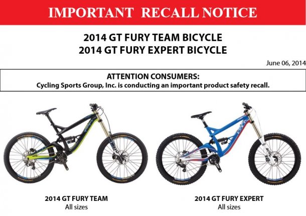 safety recall GT Fury 2014